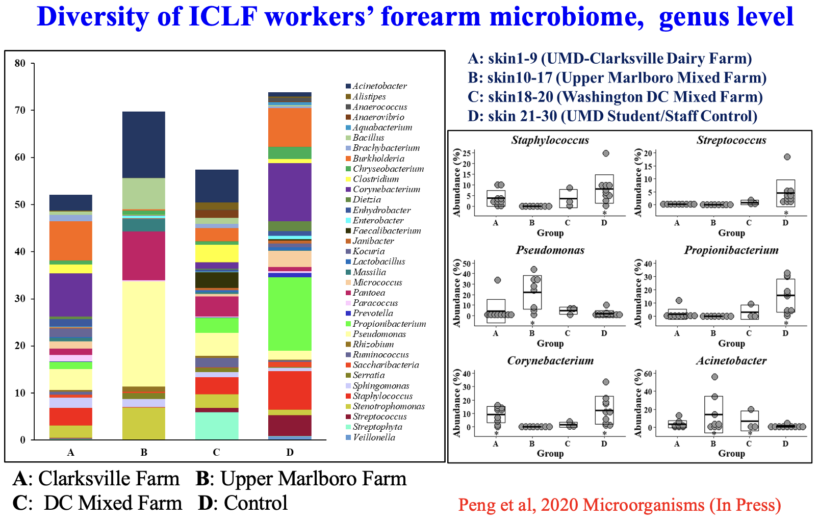 Diversity of ICLF workers’ forearm microbiome,  genus level